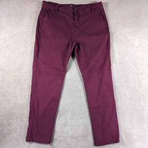 7 For All Mankind Chino Pants Mens 38 Burgundy Cotton Stretch Logo Straight‎ Leg